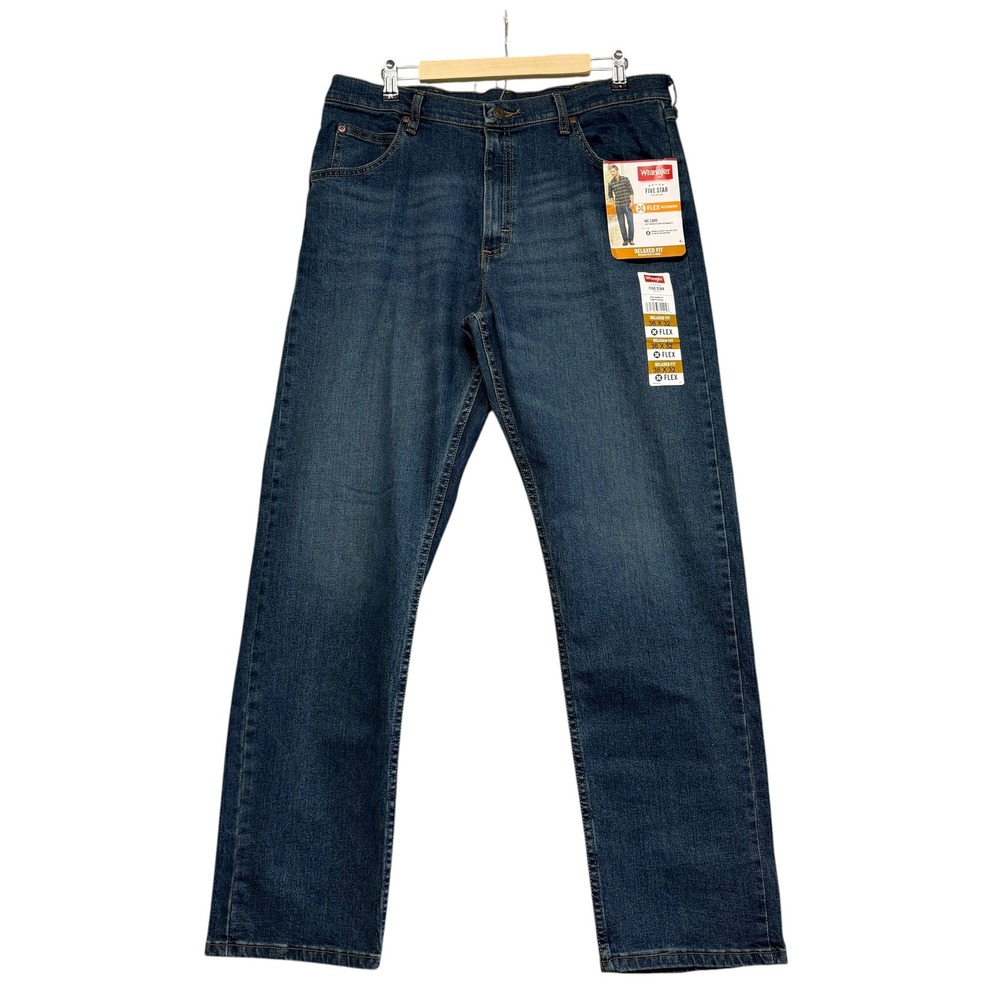 Wrangler Jeans Mens 36x32 Relaxed Fit Five‎ Star Premium Flex Western Work NEW